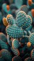 Green Cactus With Yellow Tips Close Up photo
