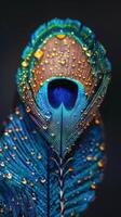 Close-Up of a Peacocks Feathers photo