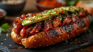 Black Plate With Meat and Toppings photo