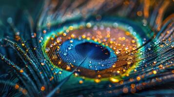 Close Up of a Peacocks Feathers photo