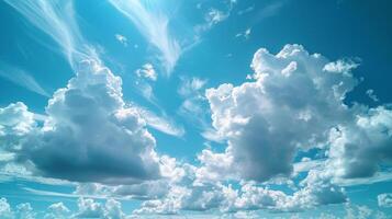 azul cielo lleno con blanco nubes foto
