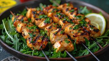 grilled chicken skewers photo
