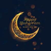 beautiful happy muharram golden islamic background design vector