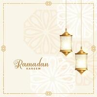 beautiful ramadan kareem traditional festival card design vector