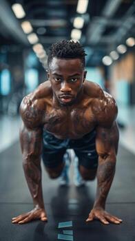 Group of Men Running in Gym photo
