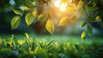 Sunlight Filtering Through Tree Leaves photo