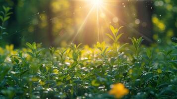 Sun Shines Through Bushs Leaves photo