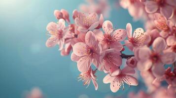 Pink Flowers Blooming on a Branch photo