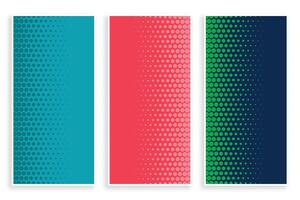 stylish set of halftone banners in three colors vector