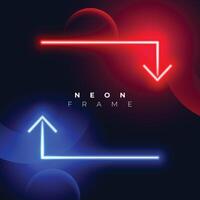 red and blue glowing neon direction arrow design vector