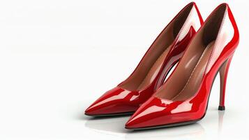 Red High Heeled Shoes on Table photo