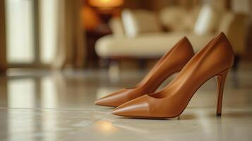 High Heeled Shoes Resting on Floor photo
