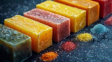 Row of Soap Bars on Counter photo