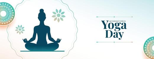 international yoga day white banner woman doing asana vector