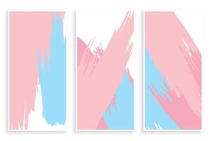 abstract pastel color paint brush stroke banners set vector