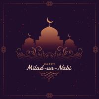 milad Naciones Unidas nabi islámico festival saludo tarjeta diseño vector