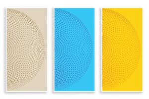 three color circular halftone banners vector