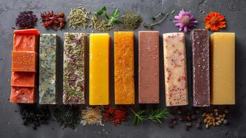 Row of Soap Bars on Counter photo