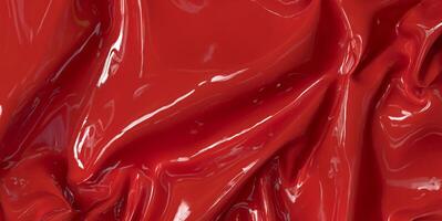 Contemporary 3D Illustration, Red Liquid Background with Abstract Shiny Wave Design photo