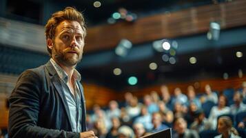 Man Standing in Front of Crowd of People photo
