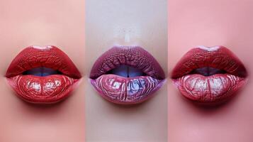 Array of Colorful Lipsticks Hanging on a Wall photo