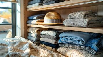 Overflowing Closet With Clothes and Baskets photo