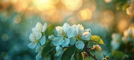 Close Up of a Flower on a Tree Branch photo