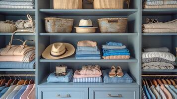 Overflowing Closet With Clothes and Baskets photo