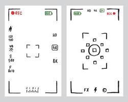 Camera Frame viewfinder screen doodle mockup. vector