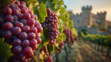 Cluster of Grapes on Vine photo