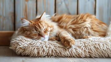 Cat Sleeping in Blue Pet Bed photo