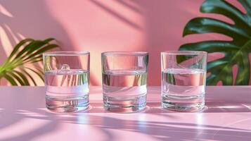 Three Glasses of Water on a Table photo