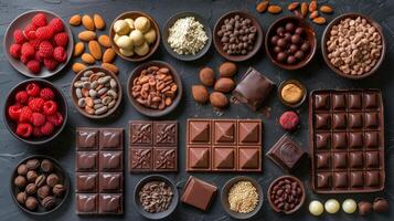 Assorted Chocolates and Nuts Arranged in Bowls photo