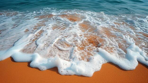 Sandy Beach With Waves Flowing In and Out photo