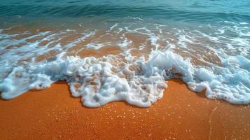 Sandy Beach With Waves Flowing In and Out photo