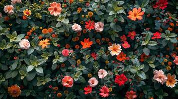 Vibrant Blooms Nestled in Green Grass photo