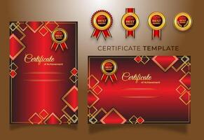 set of certificate of achievement red and gold gradient colour vector