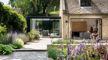 Cotswolds cottage in the English countryside style, modern architecture and design photo