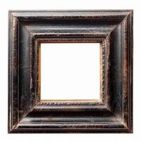 Blank empty wood square picture frame isolated on white background photo
