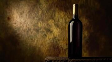 Wine bottle with blank label as winery product with copyspace, luxury and sophistication, perfect for wine enthusiasts and connoisseurs photo