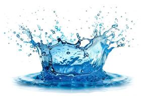 Isolated clean wet splash of blue water drops on a white background, illustration photo