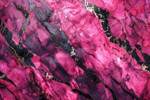 Rhodonite texture background. Abstract colorful marble pattern with black, purple and gold veins photo