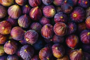 Fresh figs on a market stall in the Provence, France, Top view. Close-up. photo