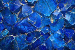 Blue stone lapis lazuli texture background. Close up of blue stone marble background. photo