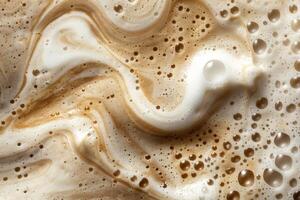 Coffee foam texture background. Top view. Close up. photo