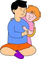 a man and a little girl hugging each other vector