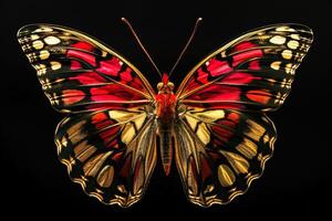 Beautiful butterfly isolated on a black background. Close-up. photo