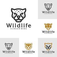 Set of Cheetah logo template, Creative Cheetah head logo design concepts vector