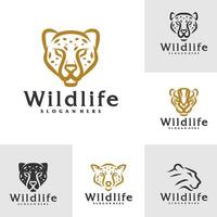 Set of Cheetah logo template, Creative Cheetah head logo design concepts vector