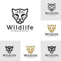 Set of Cheetah logo template, Creative Cheetah head logo design concepts vector